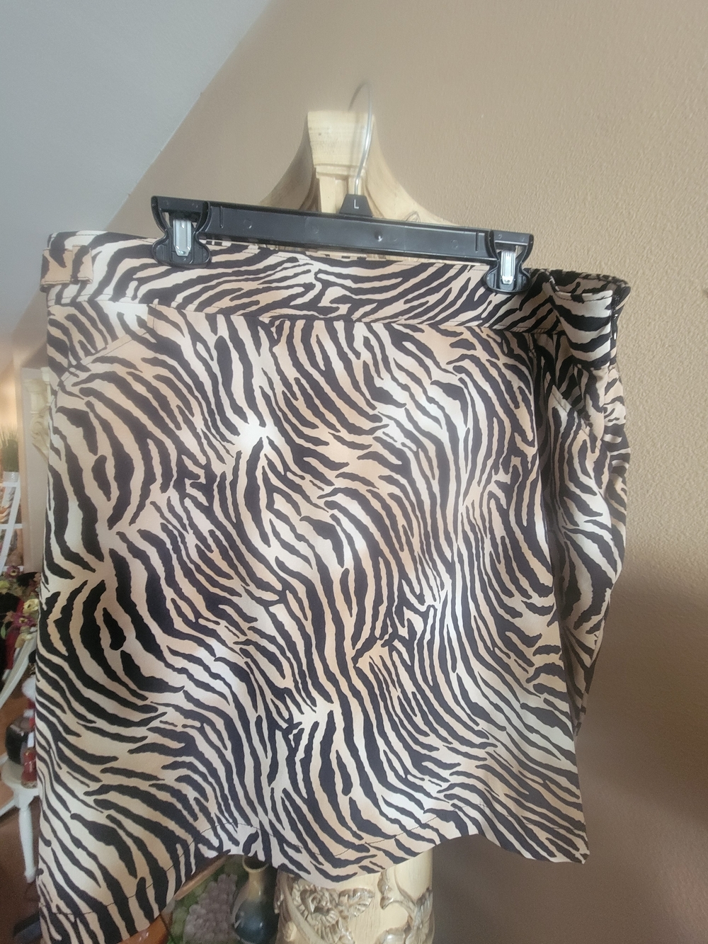 Chico's Zebra Print Satin Mini Golf Skirt - Black & Cream